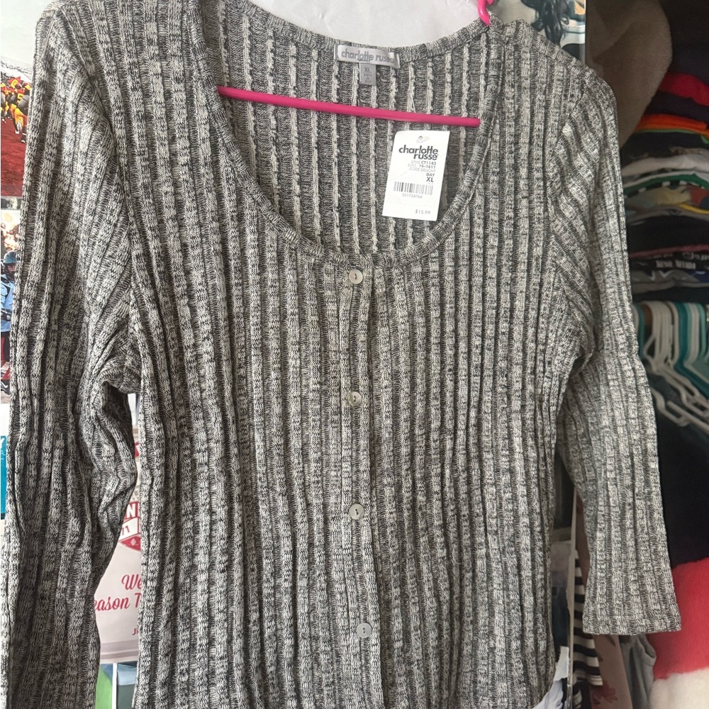 Charlotte Russe Black and White Ribbed Sweater